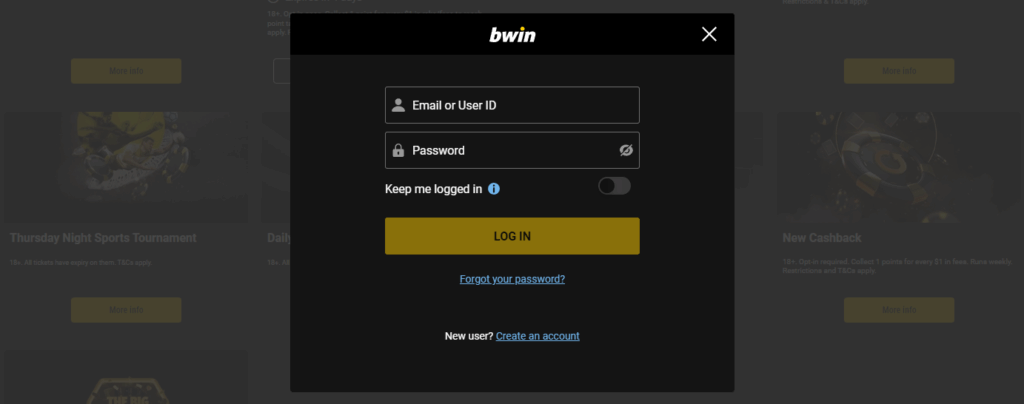 Connexion bwin